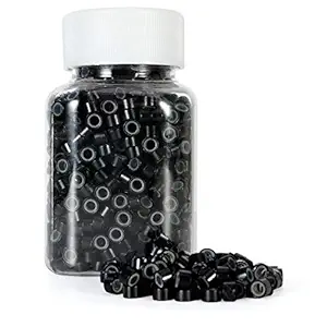 1000Pcs Silicone Link Rings,5mm Lined Beads for I Tip Hair Extensions,Premium Black Micro Beads for Hair Extensions