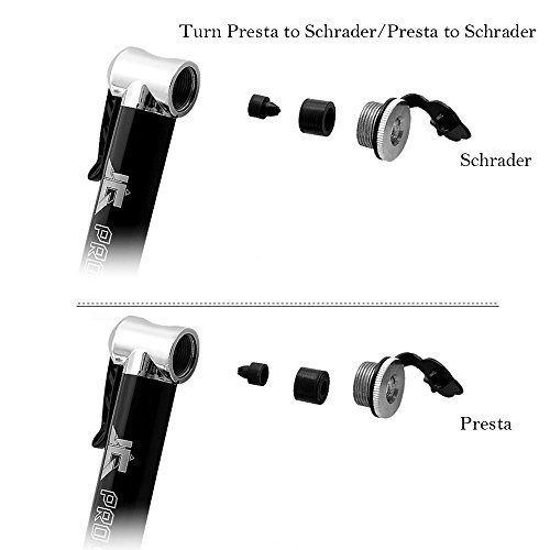 Mini Fahrradpumpe, TOMOUNT Rahmenpumpen Portabel Minipumpe Ballpumpe Luftpumpe Handpump tragbar für Rad und Ball(schwarz&silber) - 2