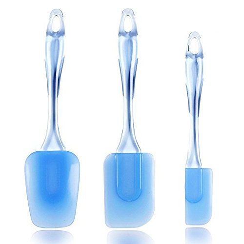 Itian 3 Stück Silikon Spatel, Haltbar, Weich und Hitzebeständig, Küche Gadget und Backwerkzeuge (Blau)