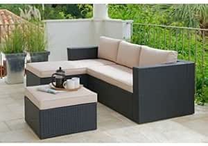 Sofa Rattan Effect 3 Seater Mini Corner Black Amazon Co Uk Garden Outdoors