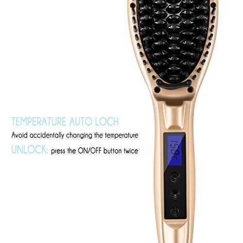Tboom Haarglätter Bürste schnellste Heizung，Automatische Temperaturverriegelung mit LCD-Anzeige，Glättbürste Schnellaufheizung mit MCH Technologie，Glätteisen Bürste mit Schnellstyling, Geschenkhandschuhe und Holzkammmit Schnellstyling, Geschenkhandschuhe und Holzkamm - 2