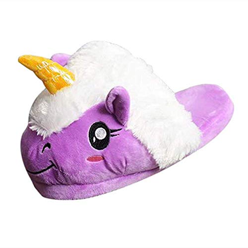 Leisu Unicorn Pantofole Unicorno di Peluche Pantofole Calde Inverno Caldo Ciabatte Scarpe Invernali Unisex per Adulti Uomo Donna Ragazze (Porpora)