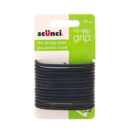 Scunci Girls and Womens Hair Elastics Non Metal with Silicon 14 Pack in Black