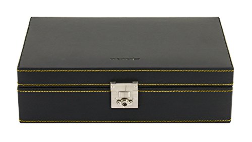 Friedrich|23, Uhrenkasten, Fr 10 Uhren, Echtleder, 29,5 x 18,5 x 7,5 cm, Abschliebar, Chronos, Schwarz, 26121-2