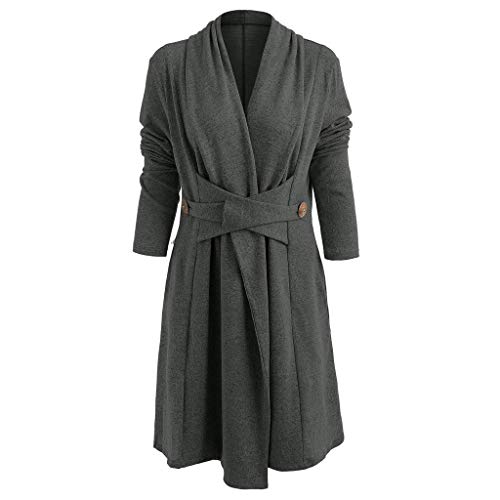 Preisvergleich Produktbild JMETRIC Herbst und Winter langärmelige Knopfdekoration Kreuzgurte Lange lässige Strickjacke imitierte Kaschmirjacke