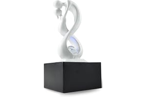 ZEN LIGHT Zen'Light Modern Indoor Fountain Amor Black and White with Coloured LED Light, Removable Sculpture, Contemporary Interior Decoration, Closed Circuit with Rotating Ball, 31 x 14 x 14 cm