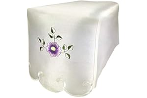 Seaquin Flora Chair Arm Covers (pairs) and Chair Backs (single) Embroidered with Pink, Lemon, Beige or Lilac Flower on Cream Easy care Polyester (Lilac, Arm Covers (10026))