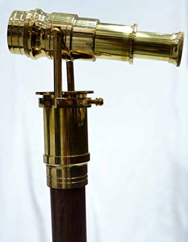 Teleskop Gehstock aus indischem Palisanderholz, faltbar, mit integriertem Fernrohr aus Messing - 2