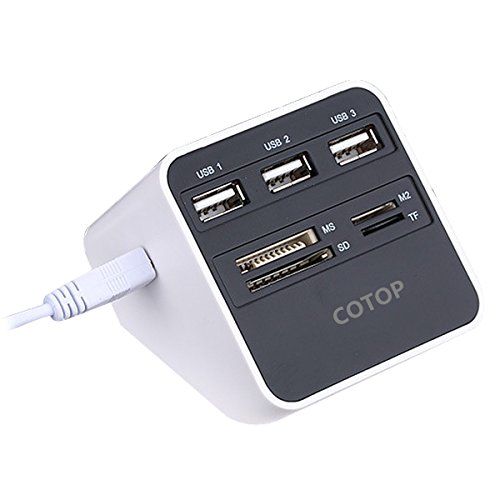 Cotop High Speed All-in-1 USB 2.0 Kartenleser USB Hub 3 * USB + MS/SD/M2/TF Kartenleser 7 Slots USB Combo (USB 2.0) - 3