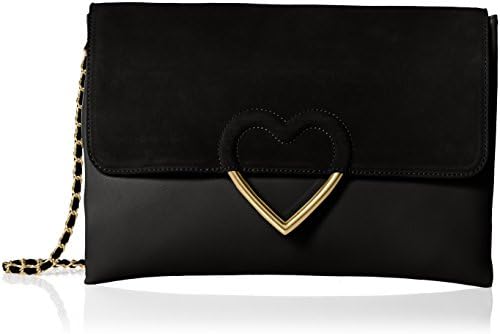 Dear Drew by Drew Barrymore Women's Heart of Gold Suede and Vegan Leather Crossbody Clutch Shoulder Handbag, Tapshoe, One Size