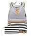 Produktbild Happy Event Frauen Rucksack Laptop Mode Reise USB Ladetasche für Teenager Mädchen Student Schule Leinwand Rucksack Casual Daypack Fit 17,7 Zoll Notebook Striped Small (Grau)