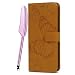 Produktbild Huawei Honor 8X Flip Case, Weich Silikon Plastik Klappe Hülle Blumen Schmetterling Gepresst Buchhülle Halter ID/Credit Karteneinschub Lederhülle Geldbörse Schutzhülle,+ Pink Stylus, Orange