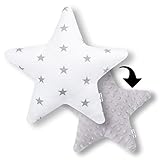 Amilian Kissen Stern Sternchen Grau auf Weiß Dekokissen Kuschlig Flauschig ca. 28 cm - 3