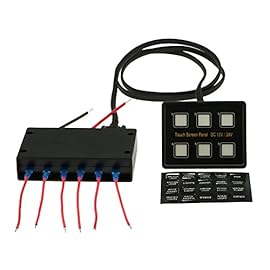 KKmoon 12-24V Touch Panel Switch Screen 6 ON-OFF Commutateur LED Bleue avec VGA Socket Universal pour Remorque Caravan Bus Bateau Marine