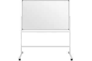 S SIENOC Pizarra blanca móvil de doble cara, 120 x 90 cm/Soporte de pizarra móvil Soporte giratorio de base giratoria ajustable giratoria de 360 ° ajustable para + soporte giratorio ajustable