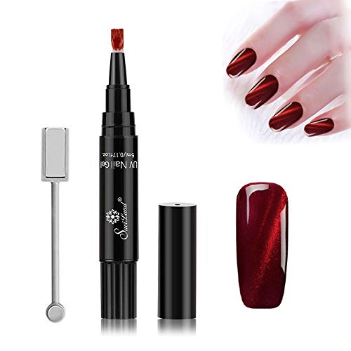 Cats Eye Gel Nail Polish, leegoal Magnetic Nail Varnish Polish, Soak Off Chameleon UV LED Magnetic Gel Polish with Dual-ended Magnetic Stick for Women Girls