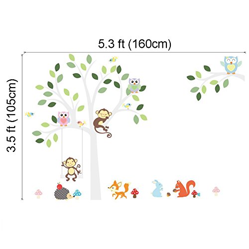 ElecMotive Eule Baum Entfernbare Wandtattoo Wandaufkleber Wall sticker Aufkleber DIY für Wohnzimmer Schlafzimmer Kinderzimmer in Geschenkkarton 105cm (H) * 160cm (W) ( Eule & Baum) - 5