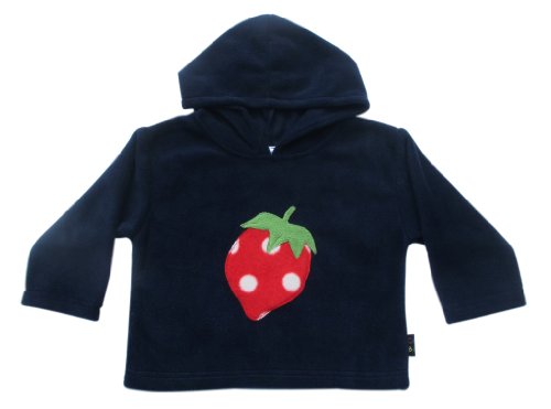 FHA04N CozyBear Navy Fleece Hoody Top with Large Strawberry - age 2 to 3 years