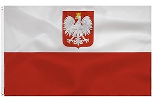 TCTOHZNG Flaga Polski z Orzełem 90 x 150 cm-Polski z orłem flaga poliestrowa jasny Płócienny Nagłówek i podwójne szycie z mosiężnymi oczkami