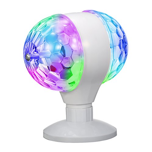 Disco Lights, GLISTENY Rotating Double Headed Stage Ligh 3W RGB 7 Colors LED Crystal Magic Ball Colorful Disco Lamp for KTV Party DJ Ballroom Home Club Wedding Show
