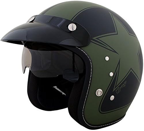 Duchinni D501 Open Face Retro Motorcycle Helmet Green Black (Small)