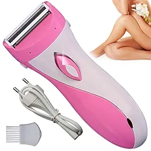 QGS OSL Kemei 2in1 Ladies Chargable Waterproof Body Hair Remover Dual Blade Trimmer Shaver Painless Eplitor Electric Razor 3 Blades Multicolor (1 Year Warranty)