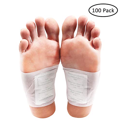 Detox Piede Cerotti (100 Pack) - 100 x Detox Piede Cerotti (6x8cm) con 100 x Fogli Adesivi (12x10cm) per Disintossicazione