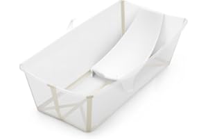 Stokke Flexi Bath XL (Sandy Beige) with Newborn Support - Durable & Easy to Store - Convenient to Use at Home or When Travelling - Best for Ages 0-6 Years