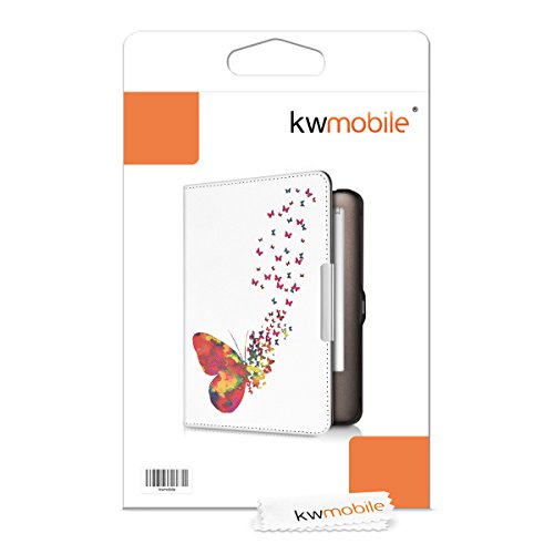 kwmobile Hülle für Tolino Shine / Page – Flipcover Case eReader Schutzhülle – Bookstyle Klapphülle Schmetterling Schwarm Design Mehrfarbig Pink Weiß - 7