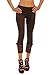 Produktbild 10054 Fashion4Young Damen Sexy Capri-Leggins Leggings 3/4 Hose mit Strass oder Schleife Gr. 34 36 38 (One Size 34 36 38, Dunkelbraun)