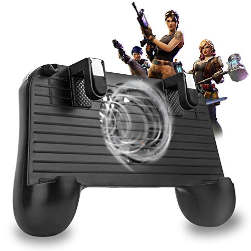 Ergonomic Mobile Game Controller Mobile with Cooler Gaming Trigger with Cooling Heat Dissipation Fan Portable Mobile Power Supply USB Radiator Handle Holder for Most Smartphones