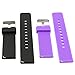 Produktbild 22mm armband , EL-move 22mm Pebble Time Armband Smart Watch Bracelet Uhrenarmband Strap Silikon Sportarmband Erstatzband für Samsung Gear S2 Classic / Samsung Gear S3 frontier / S3 Classic / Gear 2 R380 Neo R381 Live R382 / Motorola Moto 360 2nd / Pebble Time Steel / LG G Watch W100/W110 / Urbane (Black+Purple 2pcs)