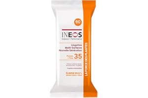 INEOS Hygienics Lingettes Multi-Surfaces, Compostables, Efficace Contre La Graisse Et Le Calcaire, Elimine 99.9% Des Virus Et Des Bactéries, Parfum Pomelo et Yuzu x60