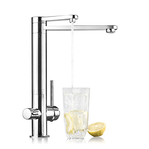 amzdeal Wasserhahn Doppelt Küchenarmatur Wassertischarmatur Küche Chrom