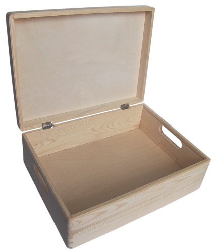 Holzkiste mit Deckel, Aufbewahrungskiste, ideal für Spielzeug, für Heimwerker, Medium, 40 x 30 x 14 cm - 2