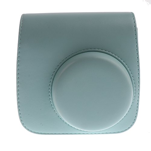 Preisvergleich Produktbild D DOLITY Leichtgewicht Kamera Schutz Case Kameratasche Schutzfall aus hochwertigem PU-Leder + Verstellbar Tragegurt für Fuji Instax mini 8 / 8 + Mini 9 Instantkamera - Hellblau