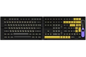 Akko Clavier ASA Profile, PBT Double-Shot Full Keycap Set, Anglais + Japonais Hiragana, Disposition ANSI pour clavier MX Gaming Keyboard avec boîte de collecte (noir et or, 158 touches)