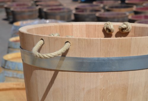 Blumentopf, Blumenkübel aus Eichen-Holz – Fass, Holzfass als Pflanzkübel – Weinfass, Bottich, Holzkübel (D30 bis D60) mit Schlaufen (D40 H35 mit Schlaufen) - 4