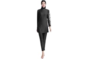 SUYUKU Muslimischer Badeanzug für Damen 3-teilige Muslimische Bademode Hijab Anzug Frauen islamischer Badeanzug Langarm Schwimmen Burkini Kostüm UV-Schutz Bademode Anzug S - 6XL