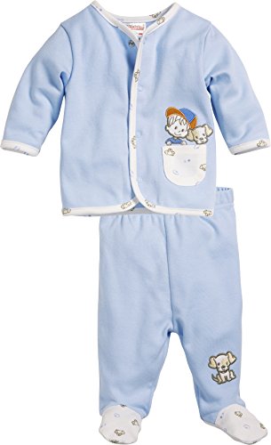Schnizler Baby-Boys 2-Piece Long Sleeve Jacket and Bottoms Tracksuit, Blue, Newborn (Manufacturer Size:50)
