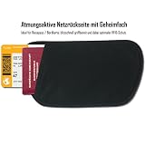 Flache Bauchtasche Reise Geldgürtel Money Belt + RFID-Blocker von Wilford & Sons –Hüfttasche mit 3 großen Taschen | Flach & enganliegend für Geld, Karten, Pass, IDs | Reisen, Sport | Damen, Herren - 