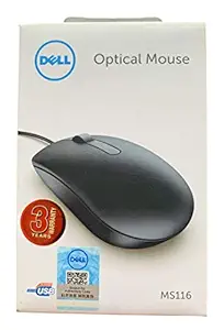 MEDIA COM | DELL Optical Mouse MS116 1000 DPI USB Wired Optical Mouse Product |