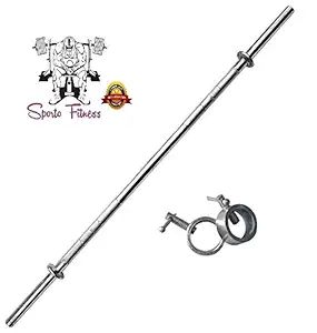 SPORTO FITNESS 5 FEET STRAIGHT BAR FOR BICEPS & BENCH PRESS EXERCISES WITH 2 LOCKS