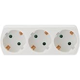 Amig - 3-Way Schuko Plug Thief Mod.3210 with Ground Socket for Connecting Electrical Appliances - Triple Horizontal Wall Adap