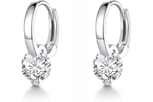 SLUYNZ Sterling Silver CZ Hoop Earrings for Women Teen Girls Minimalist CZ Hoop Earrings Huggie