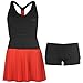 Slazenger Baseline Damen Tennis Kleid Ärmellos V Ausschnitt Kontrast Rockteil Schwarz/Rot 10 (S)