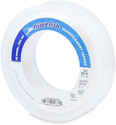 Triple Fish Monofilament Fishing Leader - Clear, Camo Strong Tough Leader Material for Big Game Fishing, Up to 400lb Test