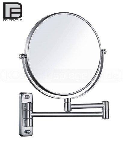 DEUSENFELD K7N - Doppel Wand Kosmetikspiegel 7-Fach Vergrößerung und Normal, 20cm, Edelstahl Finish