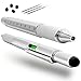 Produktbild 6 in 1 Pen - Stylus Pen Touchscreen - Kugelschreiber - Multifunktionales Tool Kit - Wasserwage, Lineal, Schraubendreher - Olixar HexStyli Value Pack - Silber