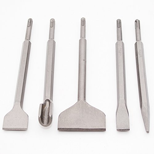 Rexxer (SDS-Plus) Meißel Set 5 tlg Meissel Fliesen Breit Flach Spitz Kanal (250 mm)